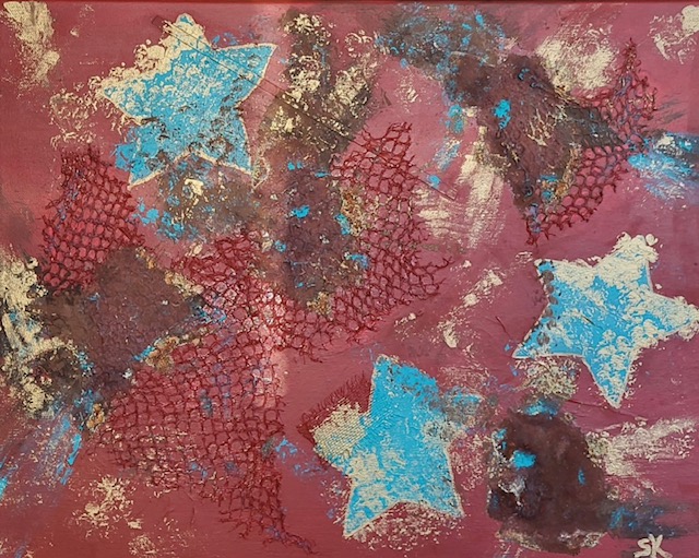 Sternenhimmel, Acryl auf Leinwand, Mischtechnik mit Rost und Patina, 2023 — Rostige Angelegenheiten I