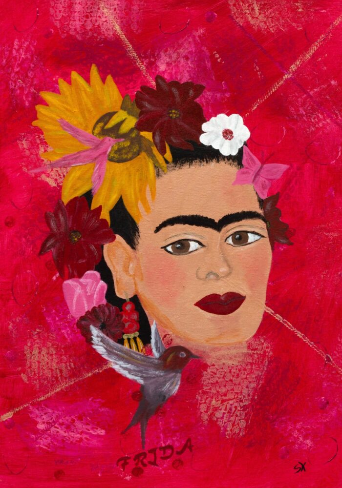 Viva la Frida, Acryl Mischtechnik, 2024 — Charakterköpfe